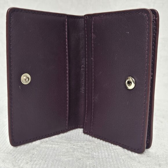 Massimo Dutti Bi Fold Mini Leather Wallet Grey Maroon Casual Minimalist Simple - Picture 2 of 6